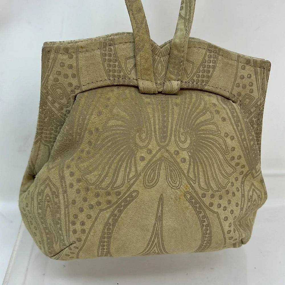 Michelle Lalonde Bone Color Lambsuede Evening Wristlet Bag